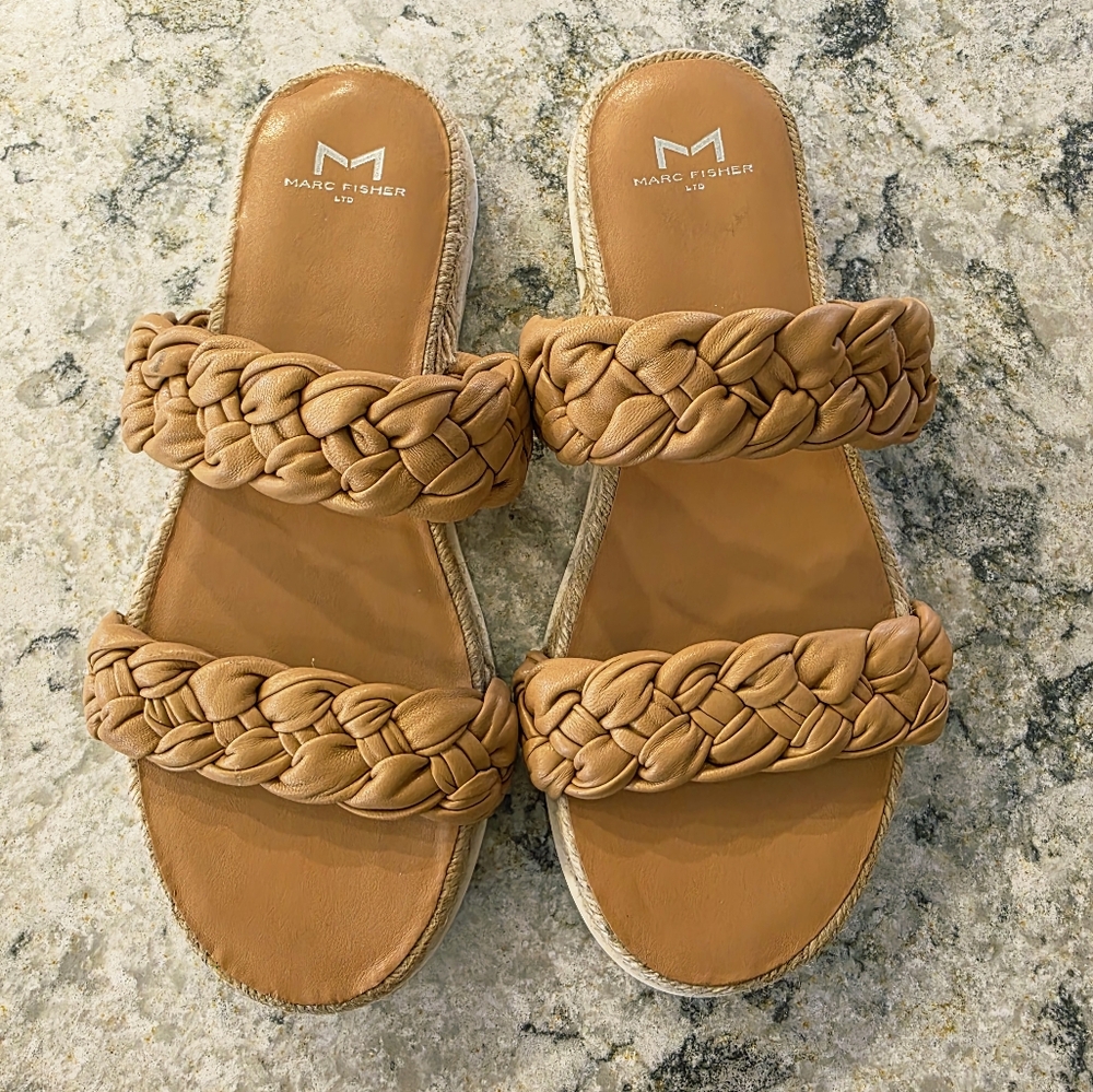 Marc Fisher Tan Braided Sandals